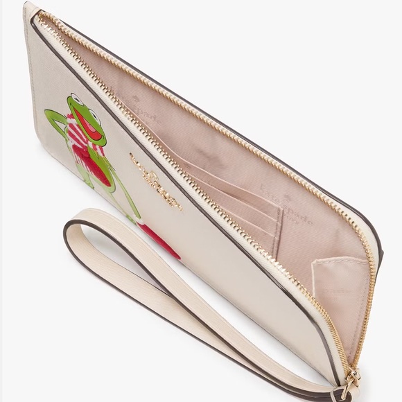 ♠️Kate Spade New York X Disney Muppets Kermit the Frog Medium L-Zip Wristlet NWT - Picture 3 of 6